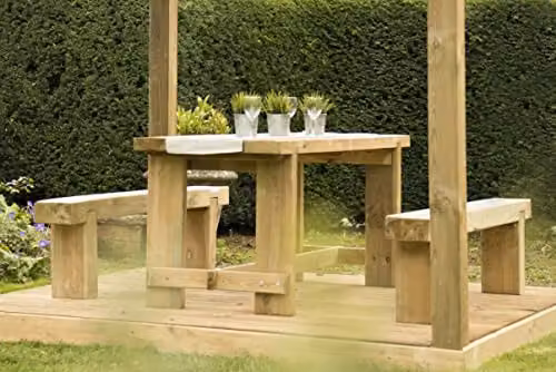 Forest Garden Rustic Brown Wood Sleeper Bench – 3