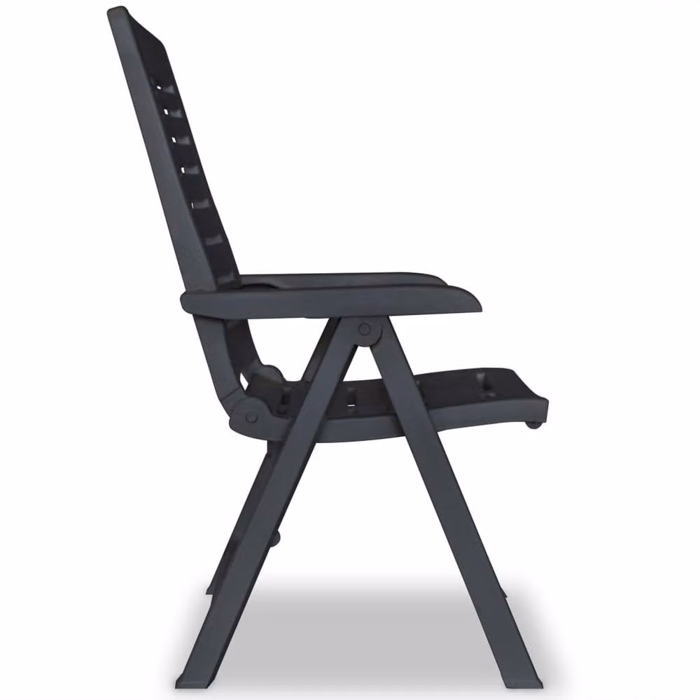 Berkfield Home Set of 6 Reclining Plastic Garden Chairs in Anthracite and Black – 4