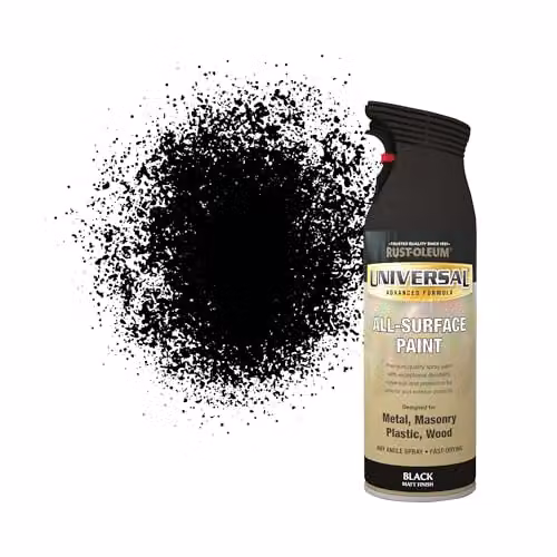 Rust-Oleum Weatherproof Universal Spray Paint, Matt Black, 400ml