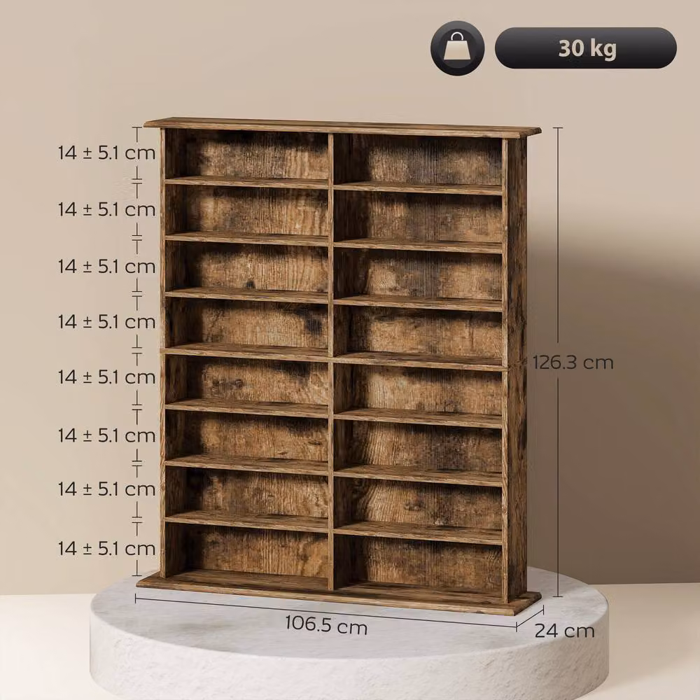 STILVORA CD Storage Tower with 12 Adjustable Shelves in Brown – 3