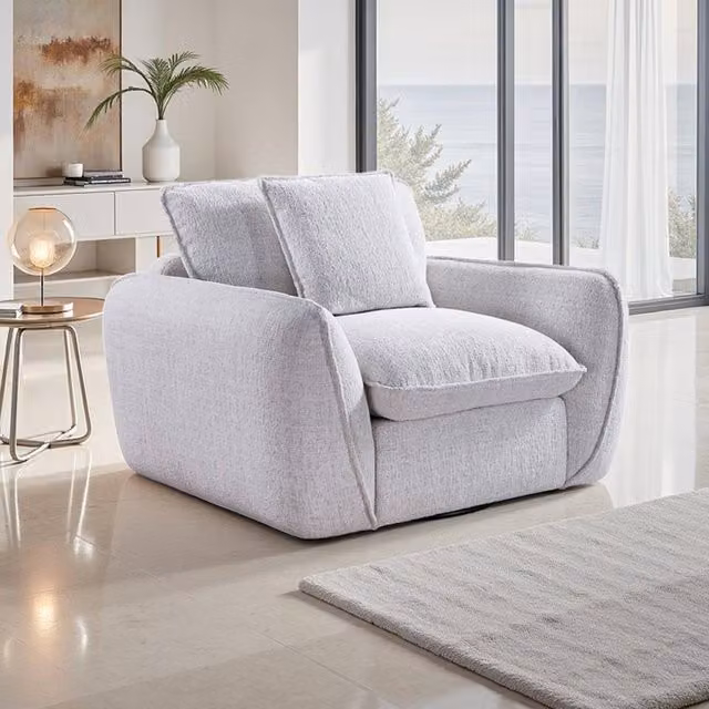 Furnishings For Less UK Berti Beige Fabric Tub Armchair Single Seater