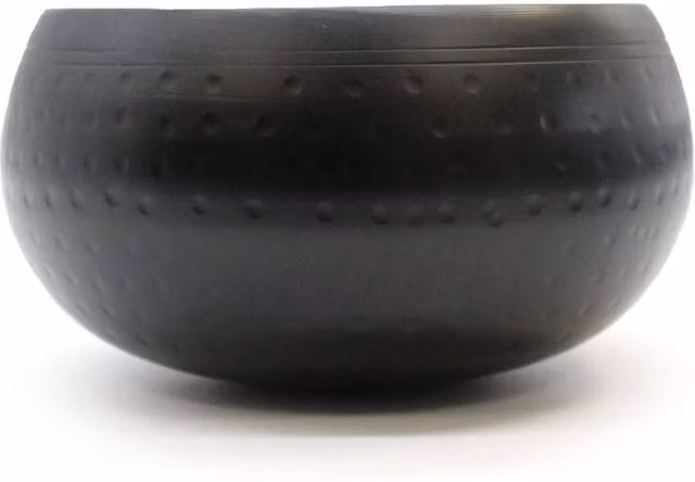 KDMD Large Black Beaten Singing Bowl, 18cm Diameter Meditation and Prayer Bell
