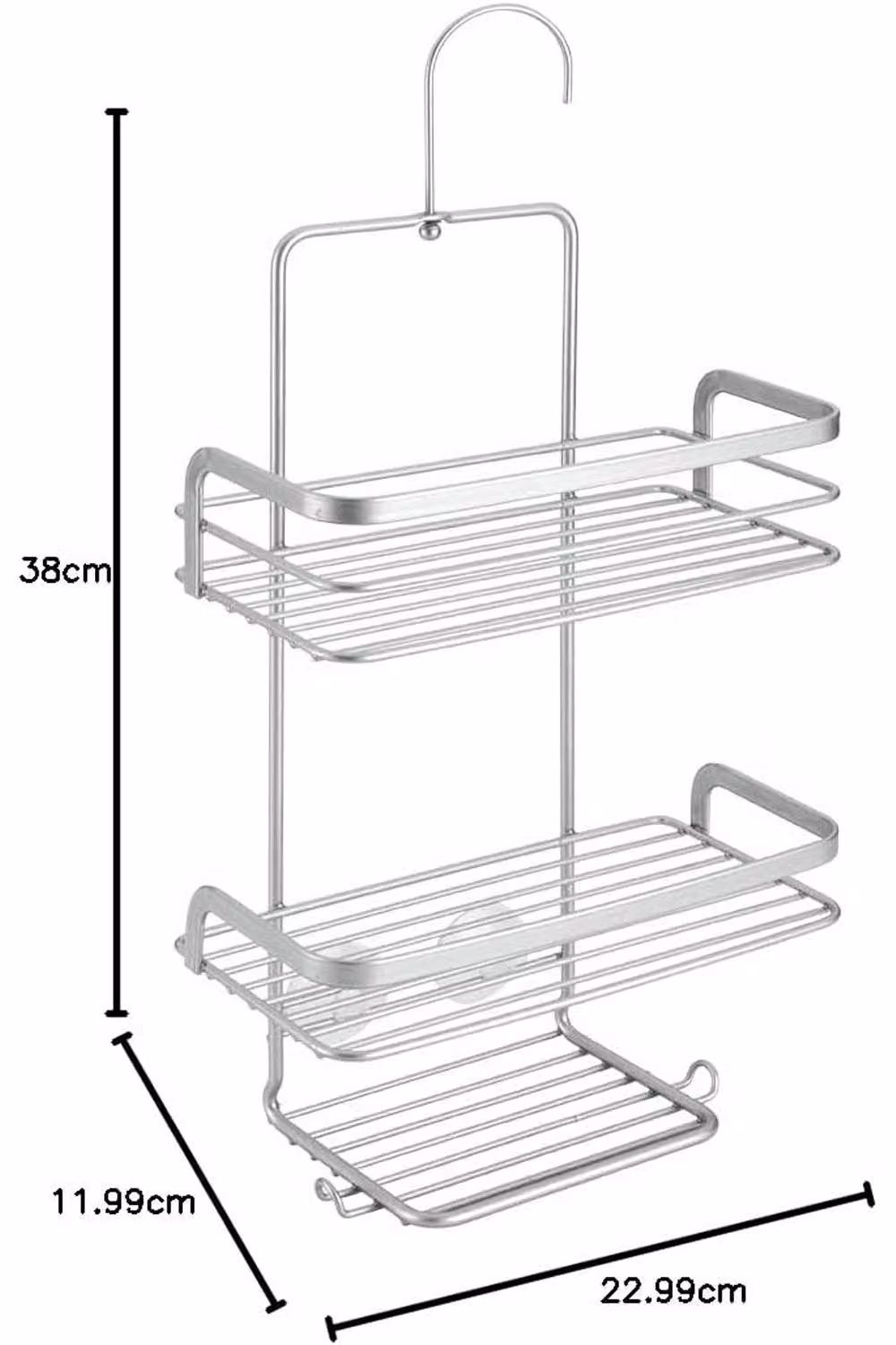 Metaltex Viva 3-Tier Adhesive Metal Shower Caddy Bathroom Storage Rack - Silver – 2
