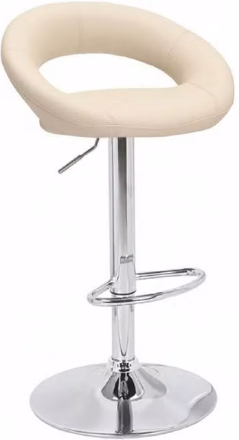 netfurniture Serene Cream Padded Height Adjustable Kitchen Breakfast Bar Stool W/D/H: 49 x 55 x 80 cm