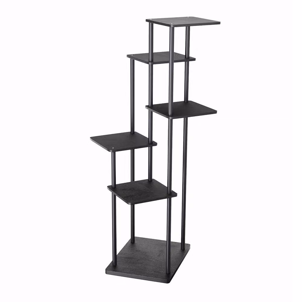 Garden Sanctuary 6-Tier Black Metal and MDF Plant Stand for Indoor and Garden Display – 3