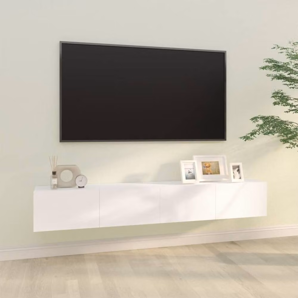 Berkfield Home Wall Mounted TV Cabinets, 2 Piece Set in White, W/D/H: 100 x 30 x 30 cm – 2