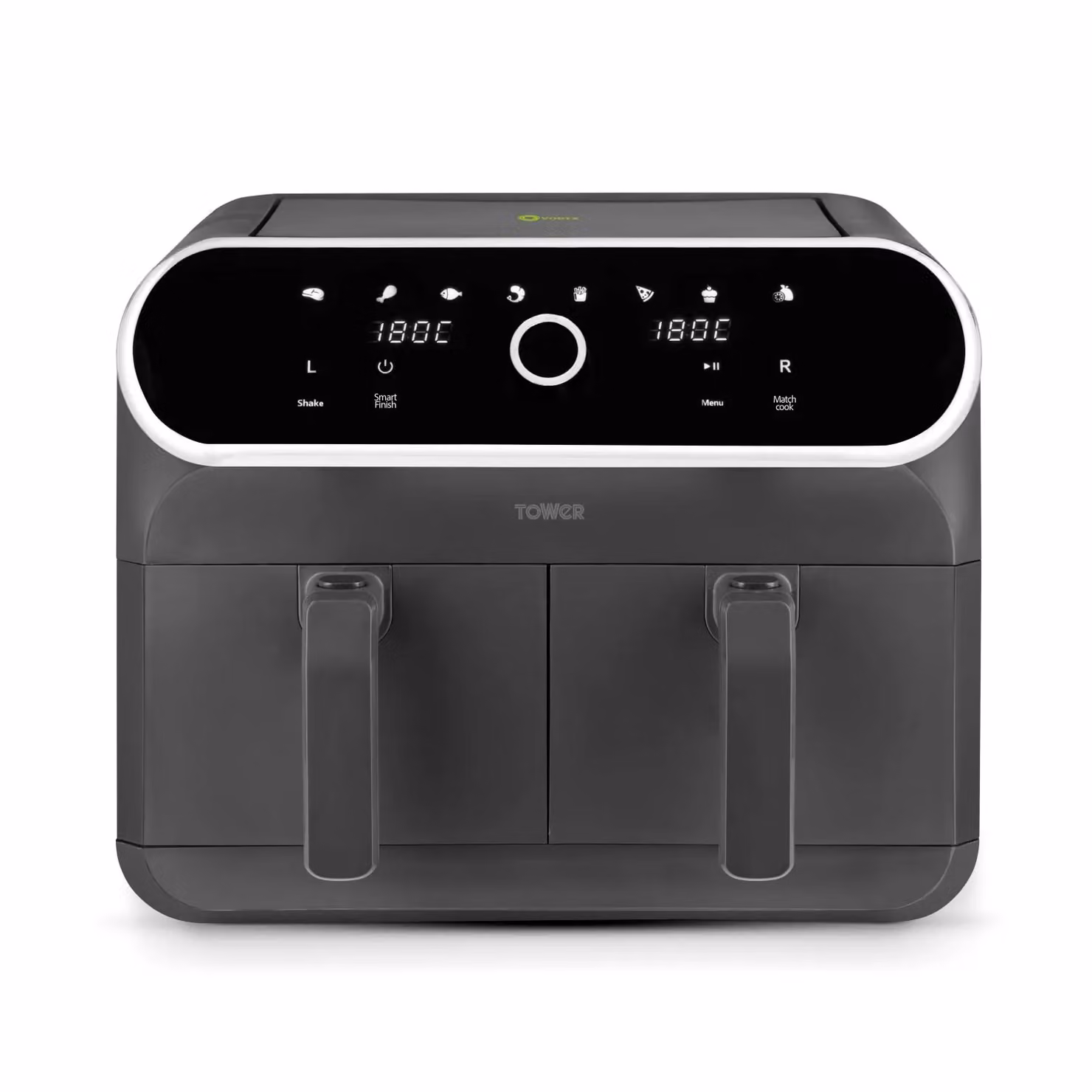 Tower T17194 Elite Dual Basket Air Fryer with Digital Control Panel and Vortex Technology, 8L, Grey and Black – 2