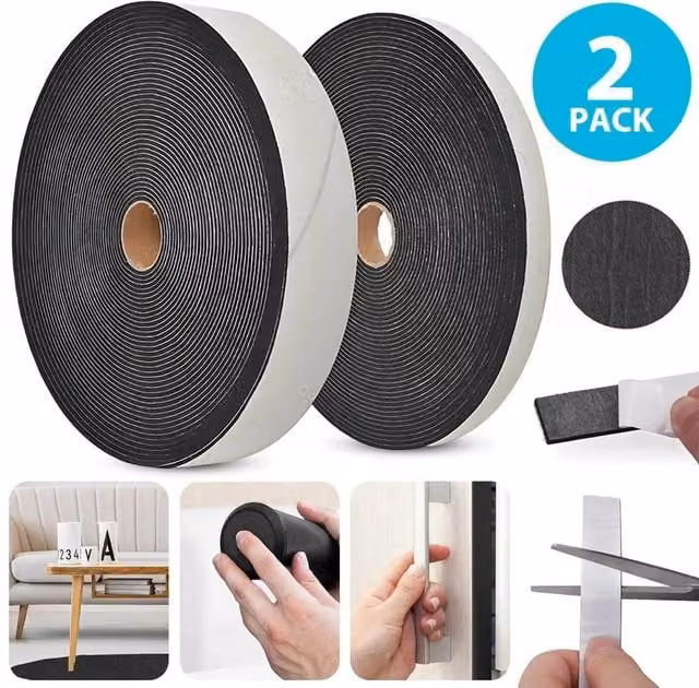 NESTLUNE Self Adhesive Felt Strip Furniture Pad Roll in Black, W: 52 cm, L: 2000 cm