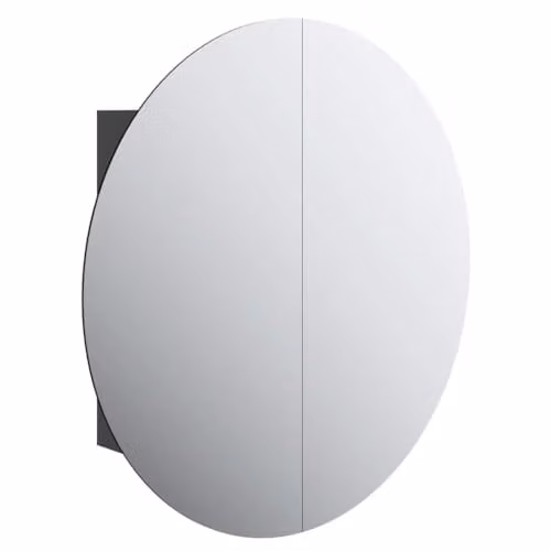 vidaXL Modern Black Wall-Mounted Bathroom Cabinet with LED Round Mirror, W/D/H: 54 x 54 x 17.5 cm