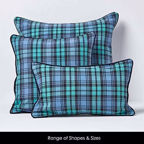 Homescapes Black Watch Tartan Cotton Cushion Cover in Blue, Black and Green, W/D/H: 60 x 60 x 60 cm – 4
