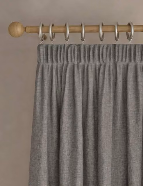 M&S Isabelle Grey Pencil Pleat Blackout Curtains