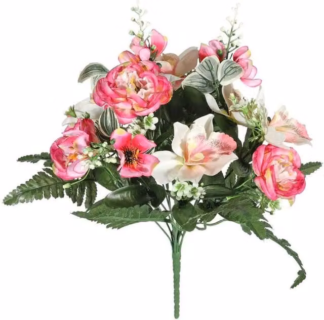 KDMD Pink Pembroke Mixed Orchid and Peony Floral Posy, 2 Pack