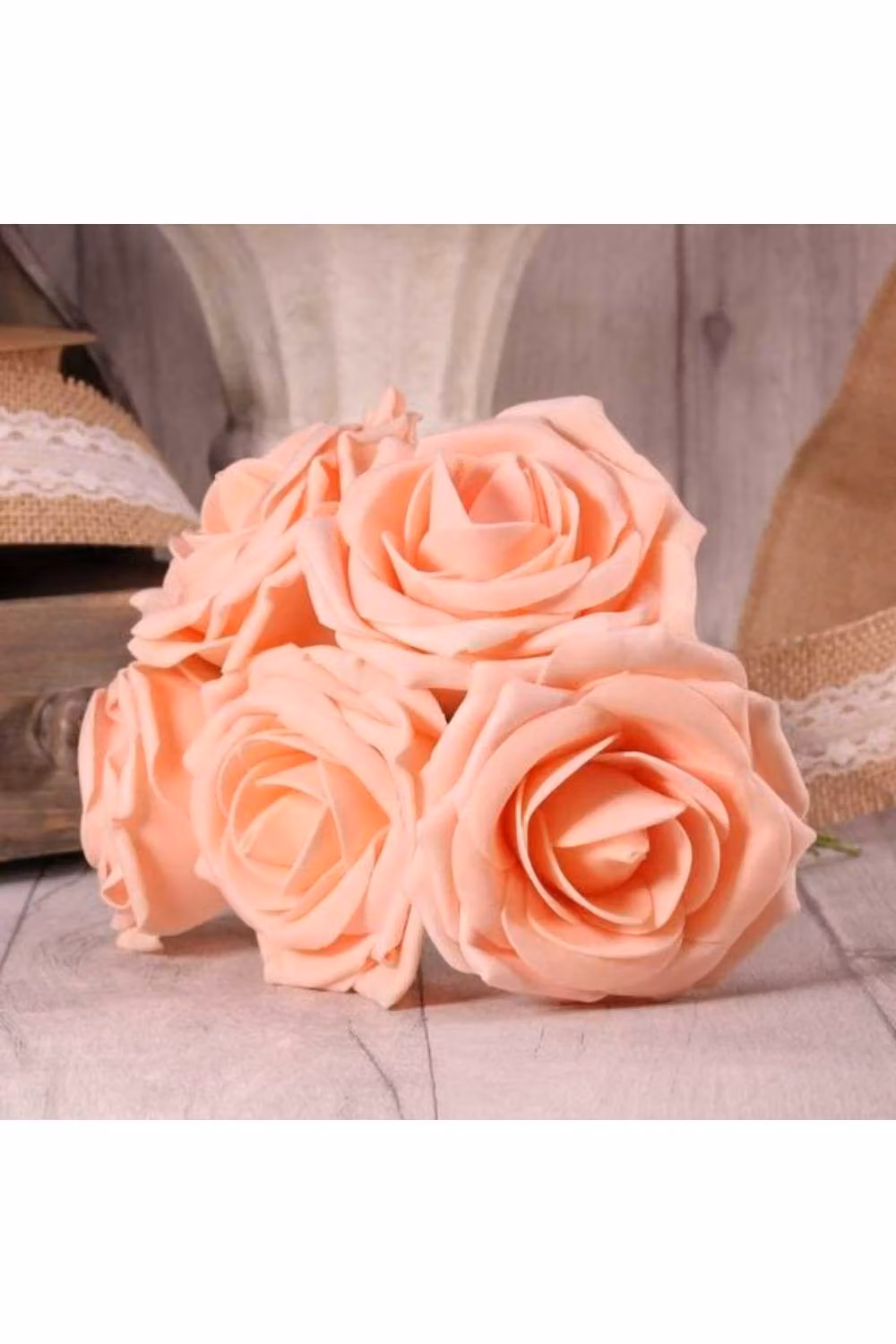 KDMD Pack of 2 Soft Peach and Pink Foam Open Tea Roses – 2