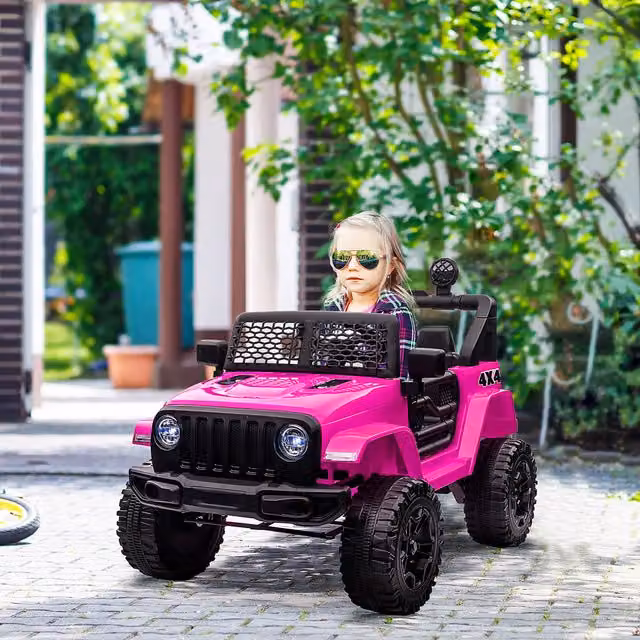 HOMCOM 12V Kids Electric Ride On SUV Toy Car in Pink