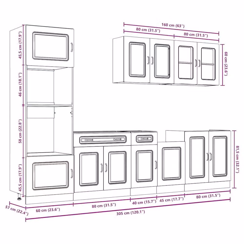 Berkfield Home Kalmar 7 Piece Modern Kitchen Cabinet Set in Black Matt Engineered Wood – 4