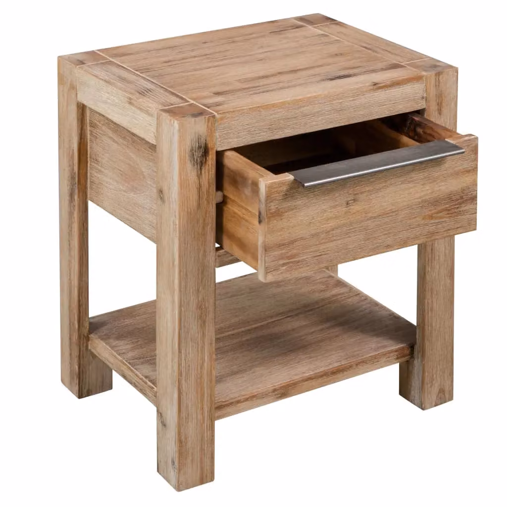 Berkfield Home Set of 2 Nightstands with Drawers in Brown Solid Acacia Wood, W/D/H: 40 x 30 x 48 cm – 2