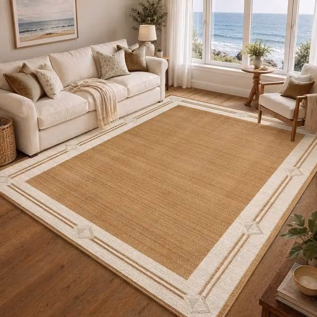 Livabliss Fifth Avenue Gilded Border Rug in Beige, W/D/H: 153 x 220 cm