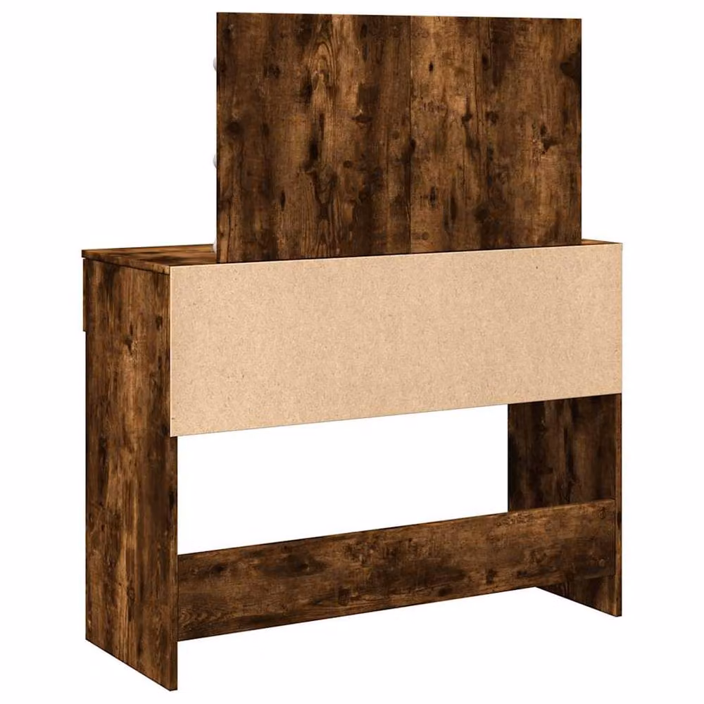 Berkfield Home Modern Dressing Table with LED in Smoked Oak Brown, W: 100 cm, D: 40 cm, H: 120 cm – 6