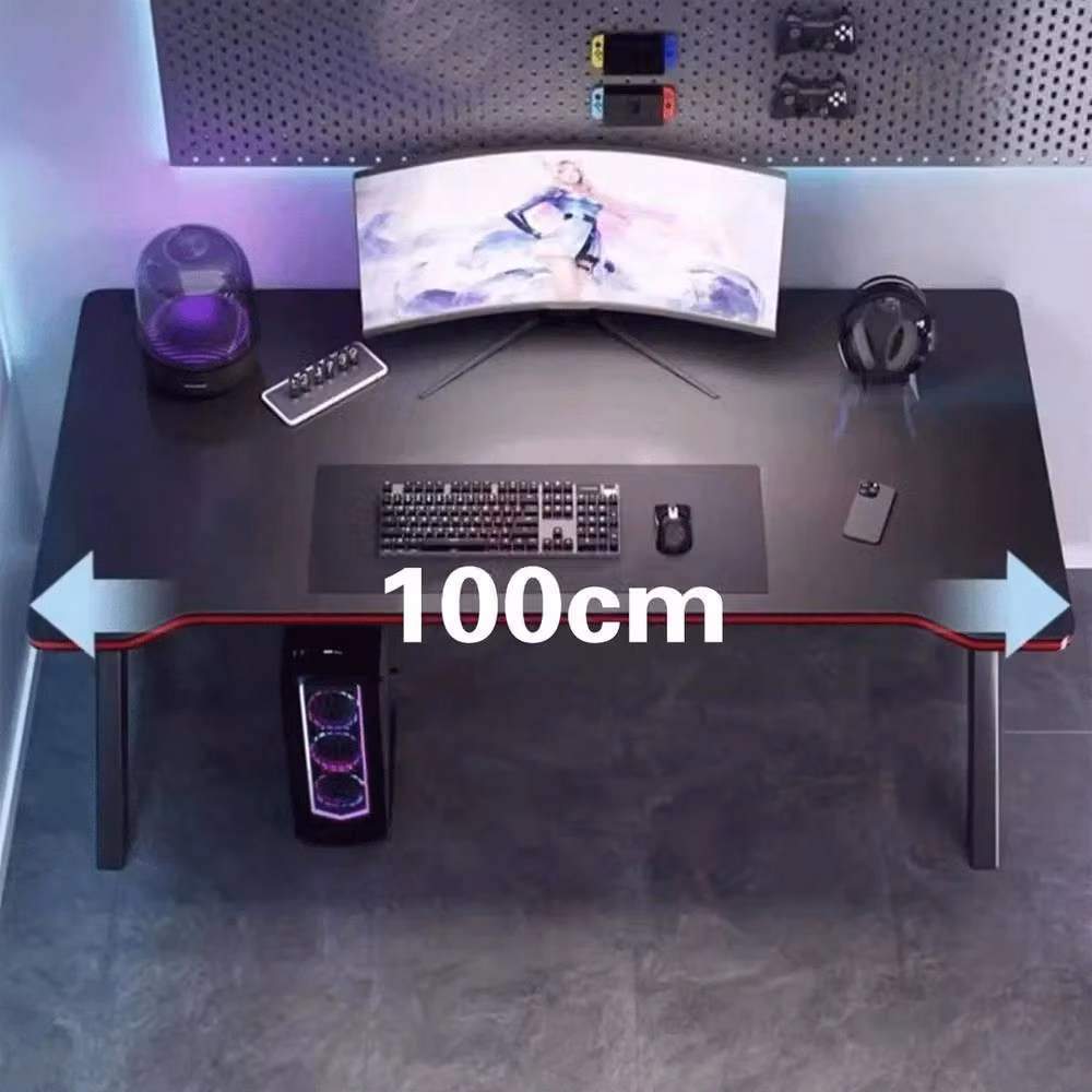 EONLION Ergonomic Computer Gaming Desk in Black, W: 100 cm, H: 71 cm – 2