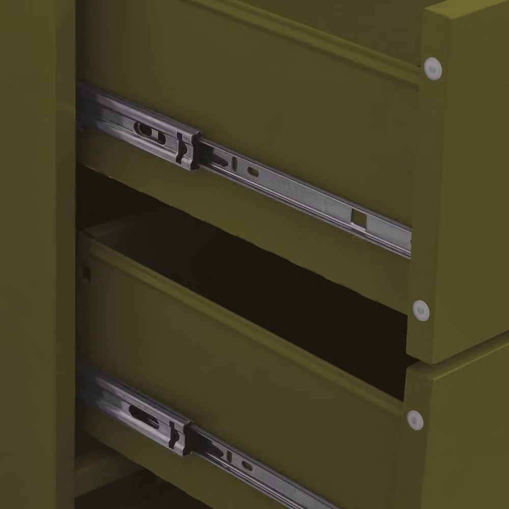 Berkfield Home Durable Metal Chest of Drawers, Olive Green, W: 80 cm, D: 35 cm, H: 101.5 cm – 4