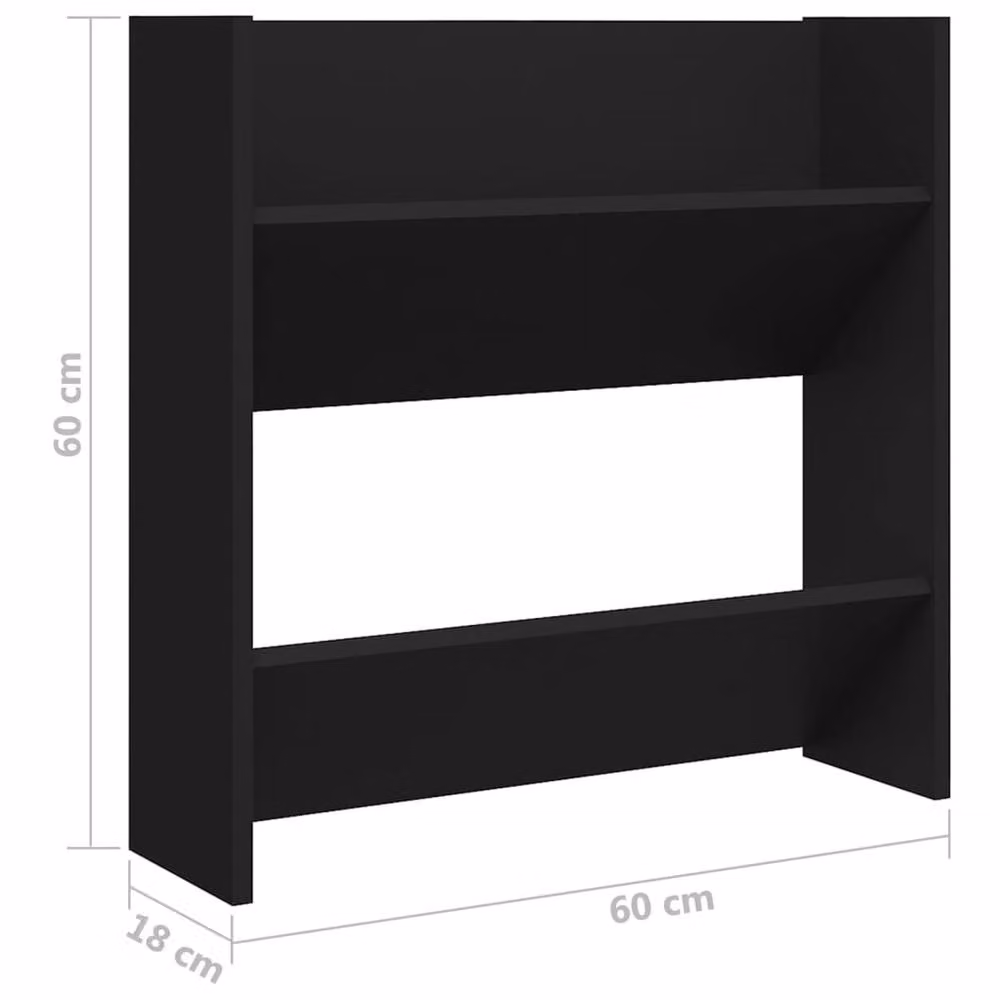 Berkfield Home Set of 4 Wall Mounted Shoe Cabinets in Black, W/D/H: 60 x 18 x 60 cm – 5