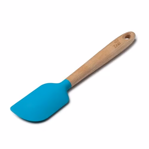 Zeal Silicone Spatula with Wood Handle, Heat-Resistant and Non-Scratch, 26 cm, Blue – 1