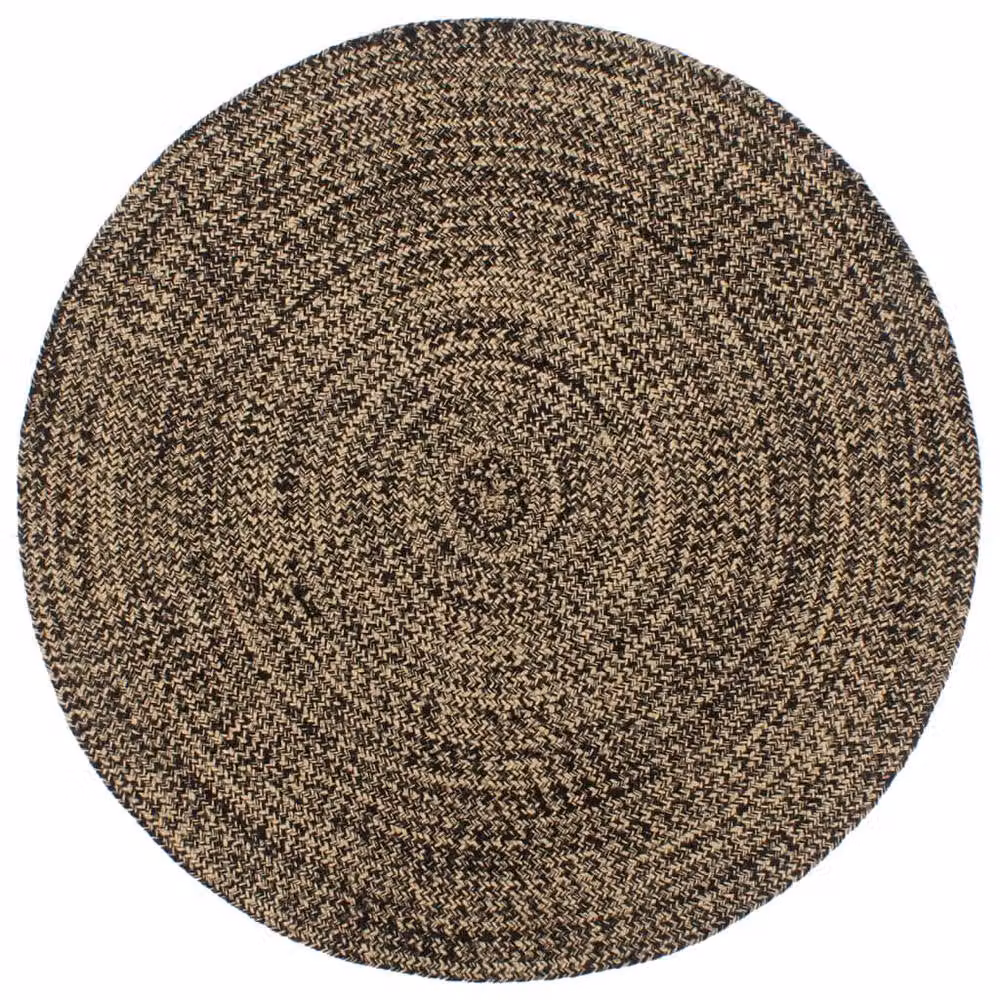 Berkfield Home Handmade Braided Jute and Cotton Round Rug in Black and Brown, Diameter: 100 cm – 2