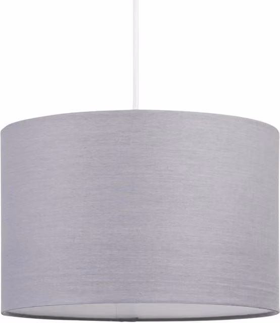 First Choice Lighting Grey Fabric Cylinder Ceiling Light Shade, Diameter: 25 cm
