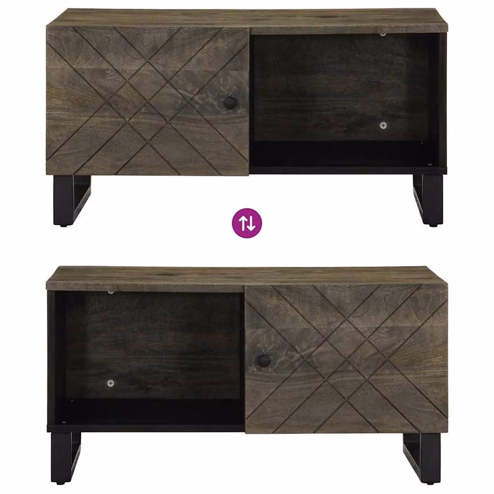Berkfield Home Black Mango Wood Coffee Table W/D/H: 80 x 50 x 40 cm – 3