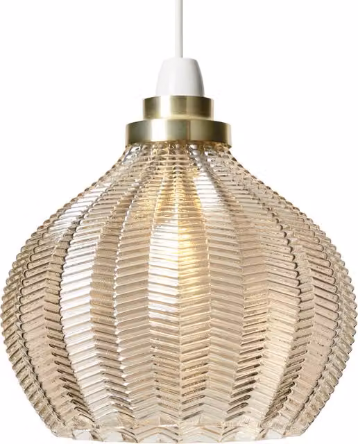 Litecraft Henrietta Herringbone Glass Easy Fit Dome Ceiling Shade in Gold and Brass