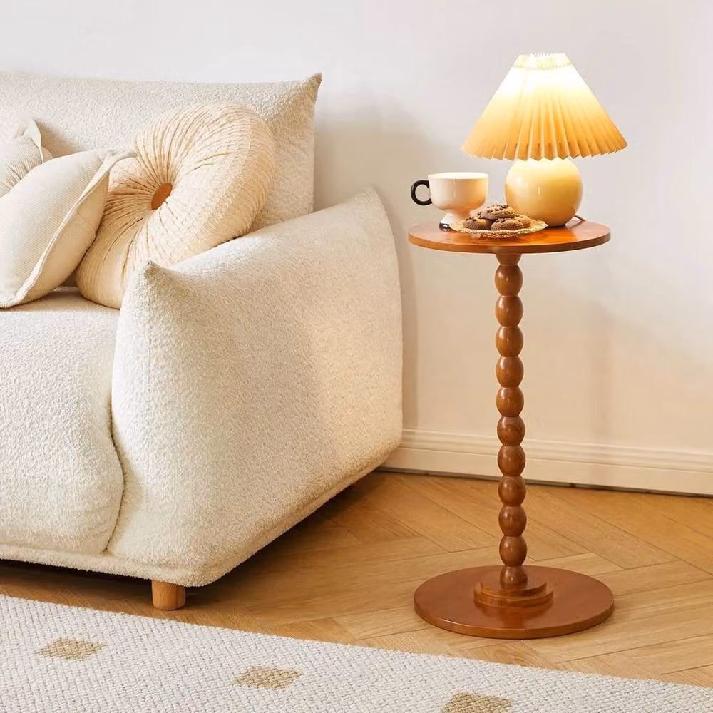 FORGEVIO Modern Round Wood End Table and Accent Nightstand in Brown – 2