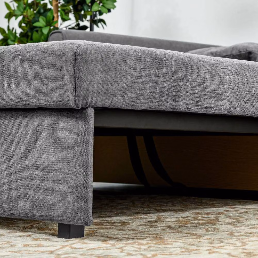 Wyld Haus Lane Mili Snow Flannel Grey 2 Seater Sofa Bed with Built In Storage, W/D/H: 152 x 78 x 140 cm – 9