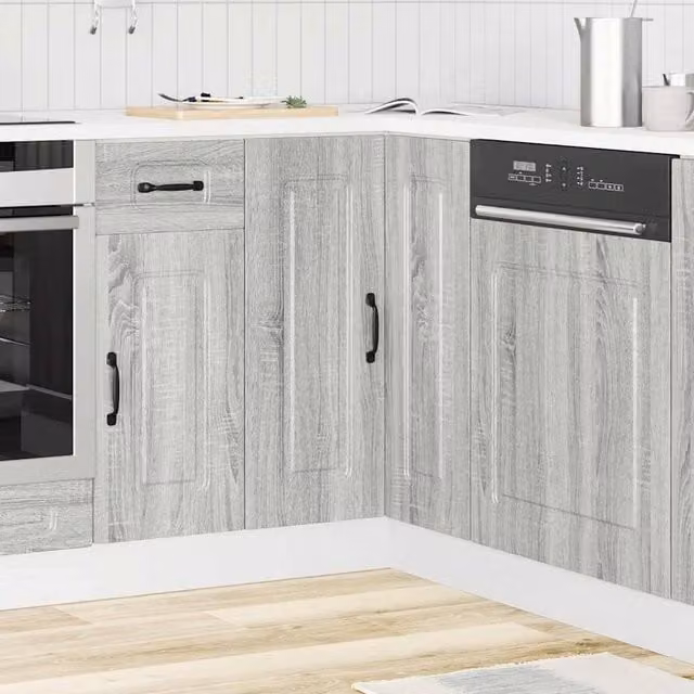 Berkfield Home Kalmar Kitchen Corner Base Cabinet in Grey Sonoma, W/D/H: 75.5 x 75.5 x 81.5 cm
