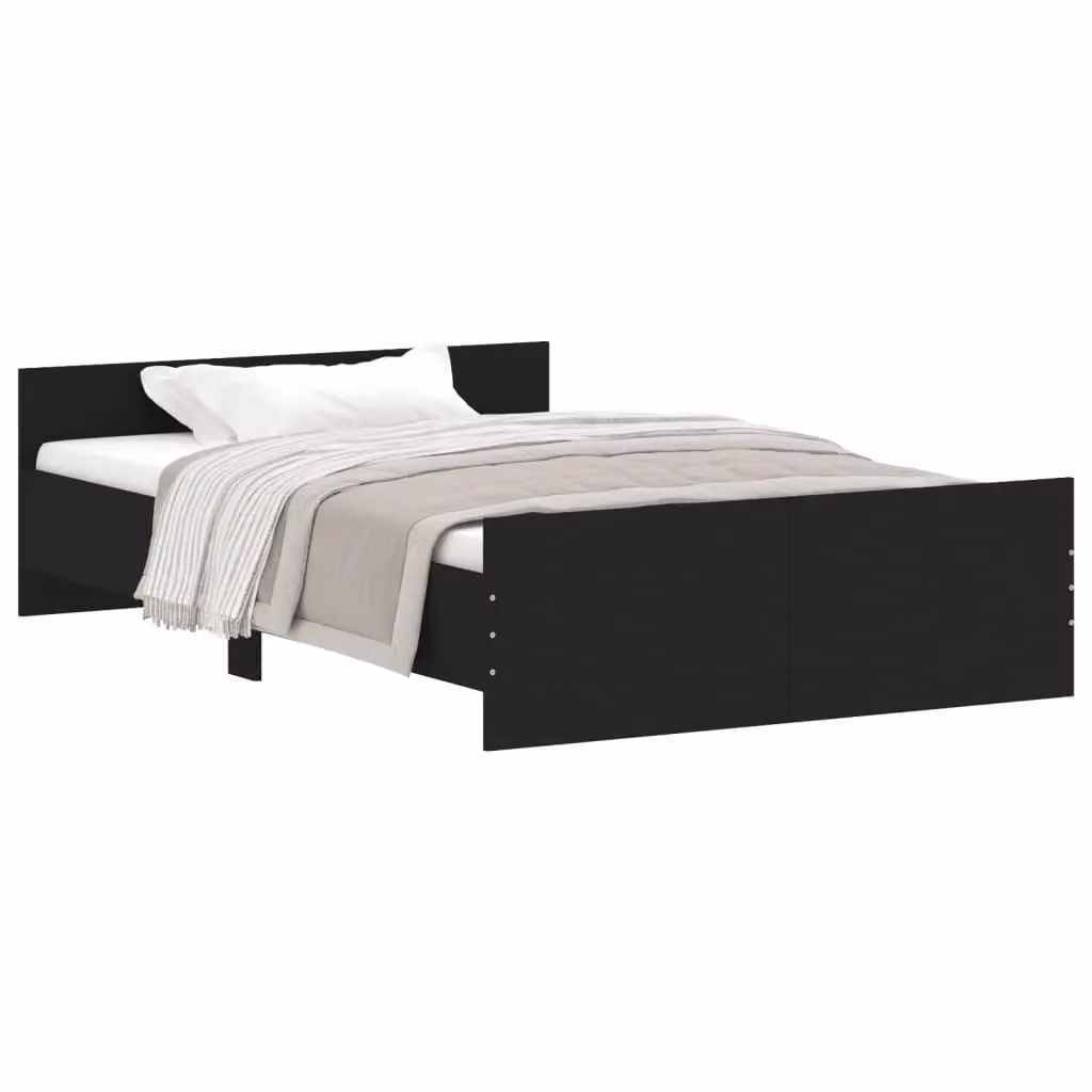 Berkfield Home Small Double Bed Frame with Headboard and Footboard in Black, W/D/H: 120 x 200 cm – 2