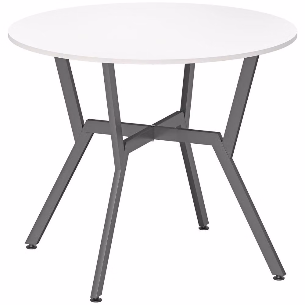Wyld Haus Terretti Round Dining Table, High Gloss White with Black Metal Legs, Diameter: 90 cm, Height: 76 cm – 2