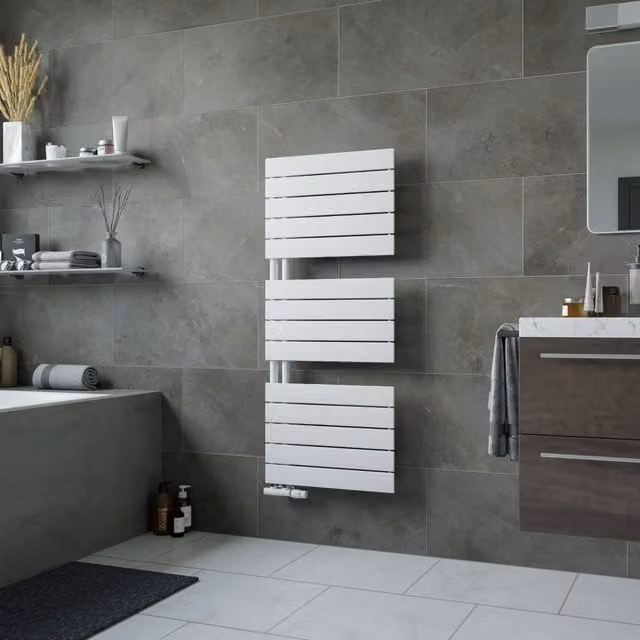 Agadon Panio Up Designer Panel Towel Radiator in White, H 119.5 cm x W 60 cm – 1