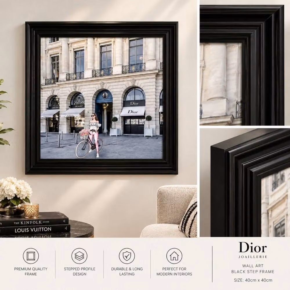 HOME LUXE INTERIOR Dior Joaillerie Black Step Frame Luxury Wall Art, W: 40 cm, H: 40 cm – 4