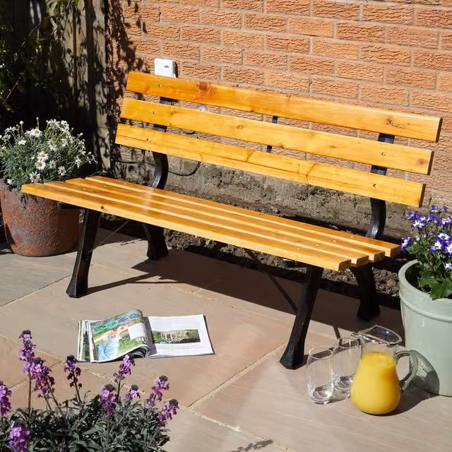 Home Source Clayton 2 Seater Outdoor Garden Bench in Brown and Black