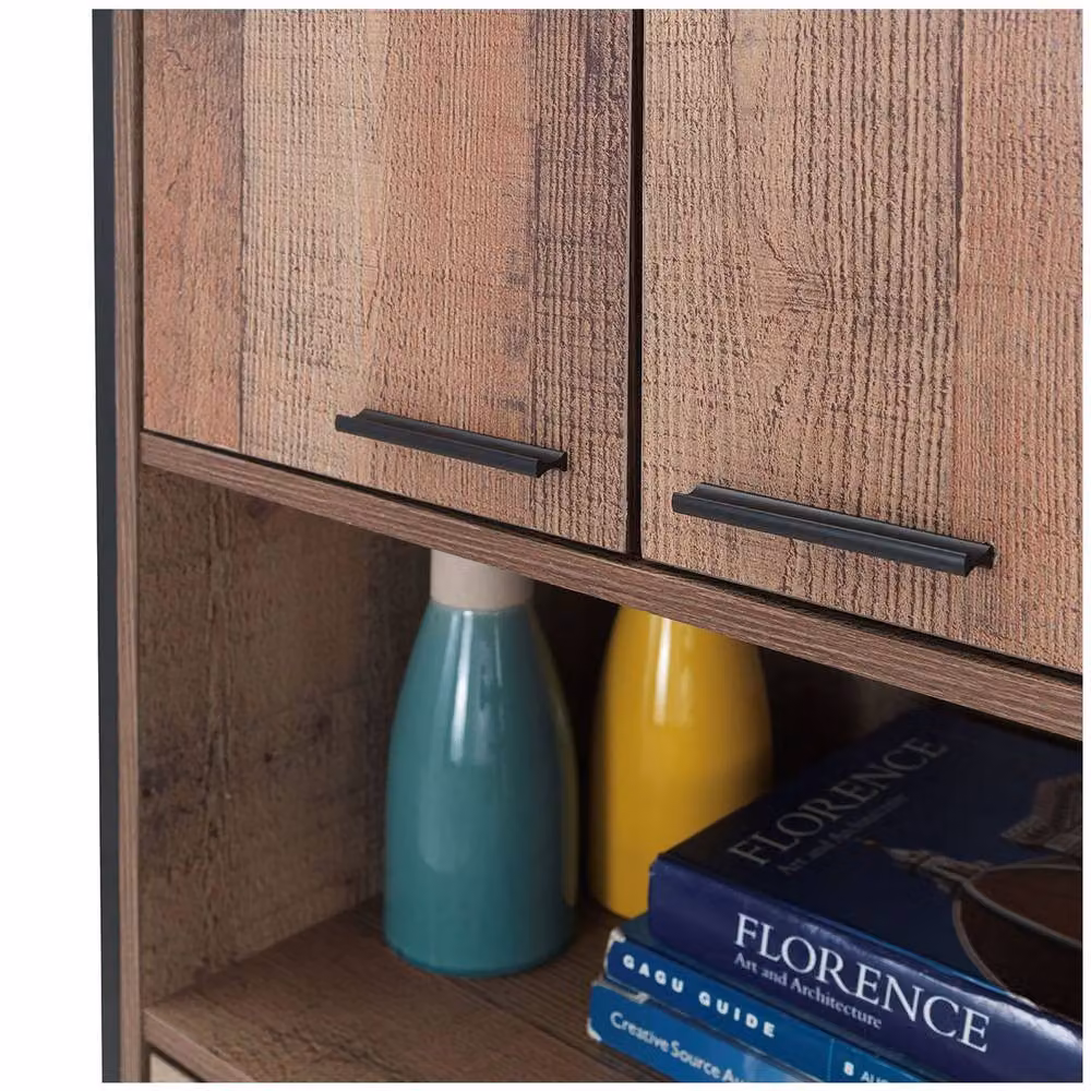 Timber Art Design Stretton Industrial Oak Tall Kitchen Pantry Sideboard Cabinet, Brown, H: 180 cm, W: 64 cm, D: 40 cm – 5