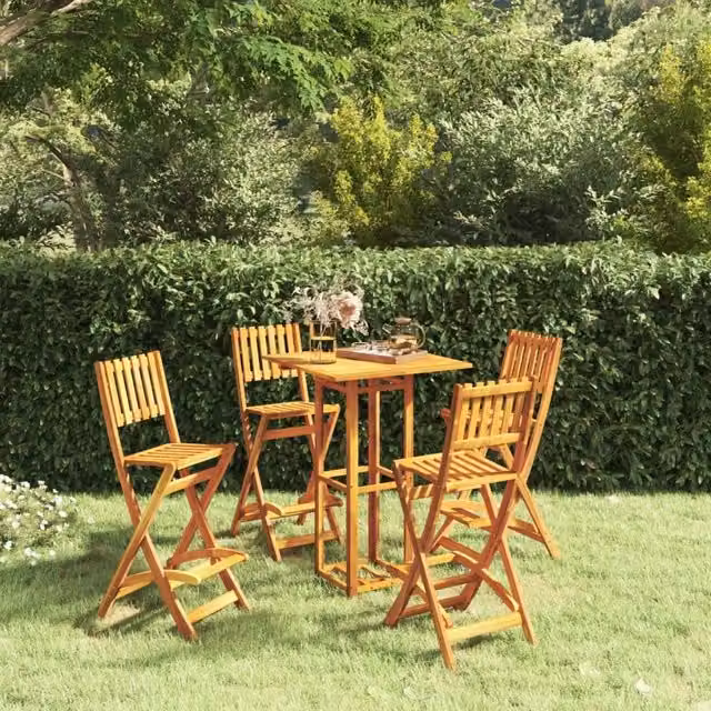 Berkfield Home 5 Piece Outdoor Bar Set in Brown Solid Acacia Wood