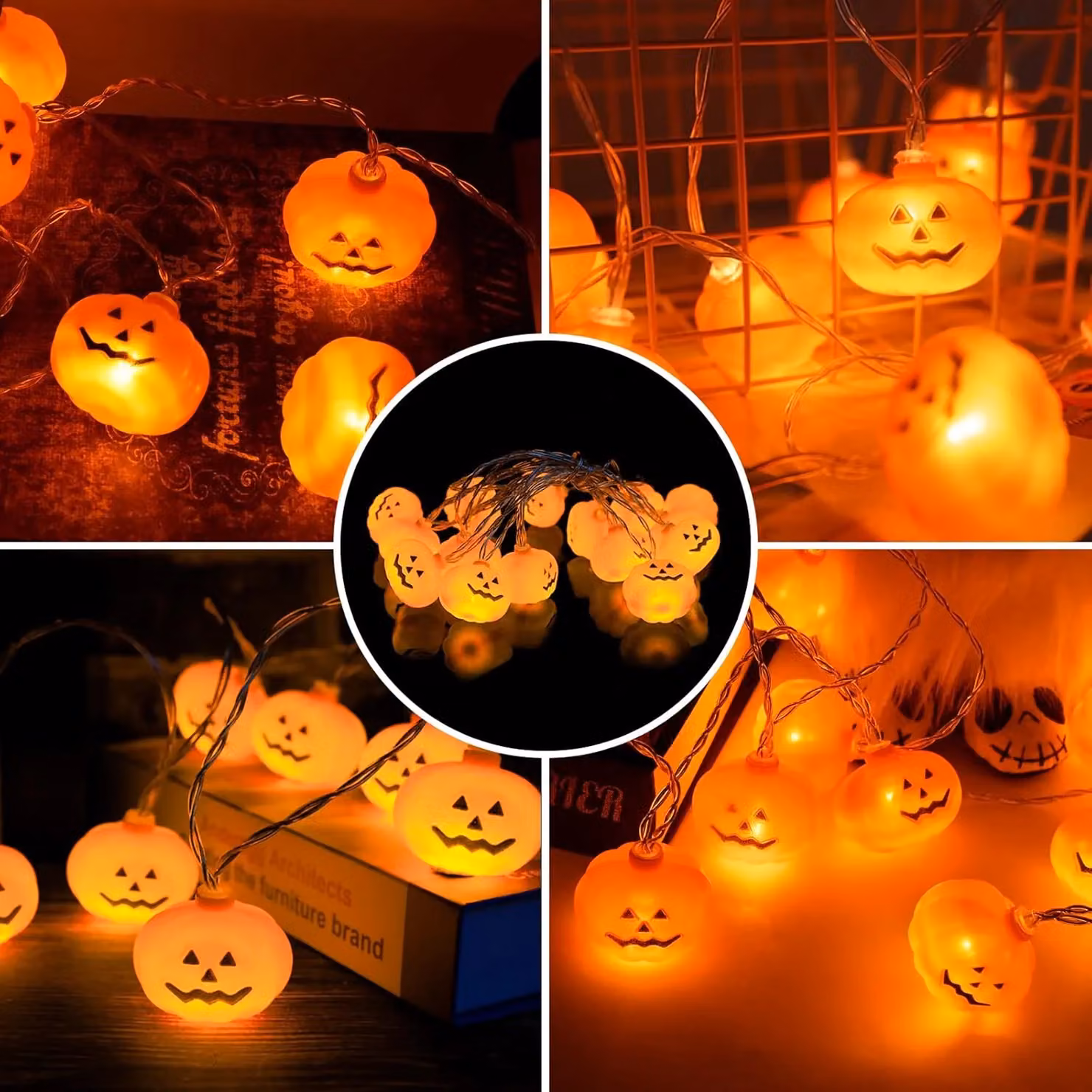 Garwarm Spooky Pumpkin 20 LED Waterproof Battery Operated Halloween String Lights in Orange – 4