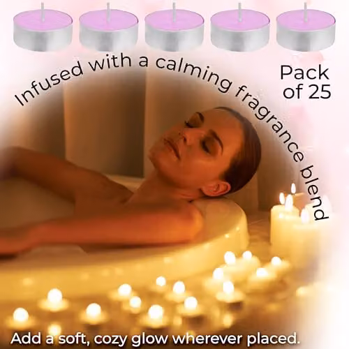 Deco Express Rose Petals Scented Tealight Candles, Pink, 25 Pack – 5