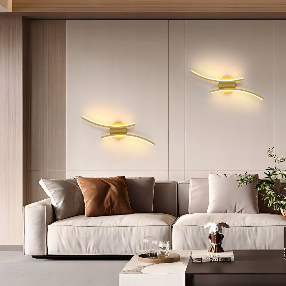 COMELY Modern LED Curved Acrylic Wall Lights in Gold with Warm White 3000K Output – 3