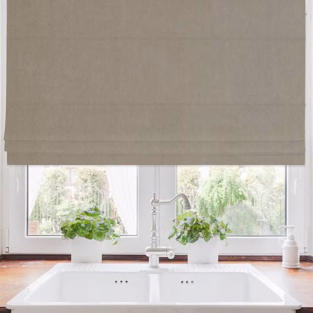 Terrys Elvira Made to Measure Blackout Roman Blind in Taupe Beige and Brown