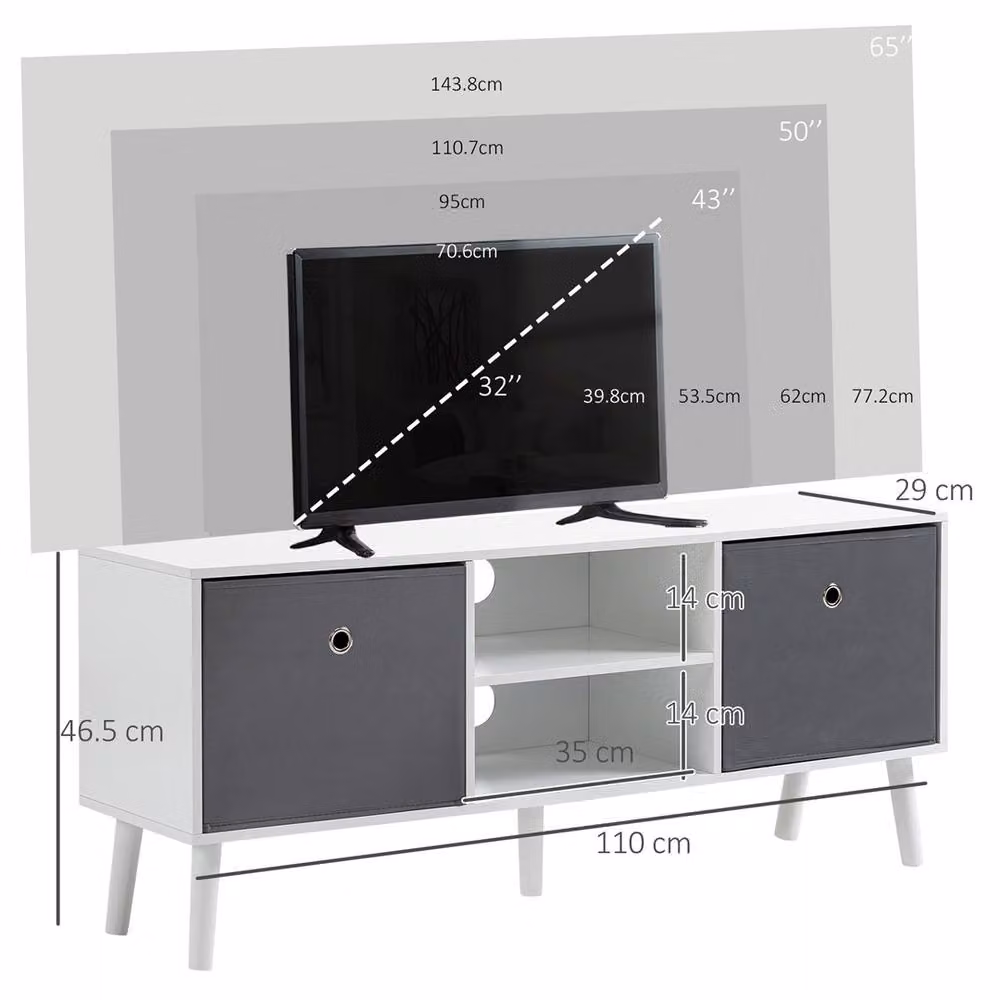 EONLION White and Grey Wood TV Cabinet Unit – 2