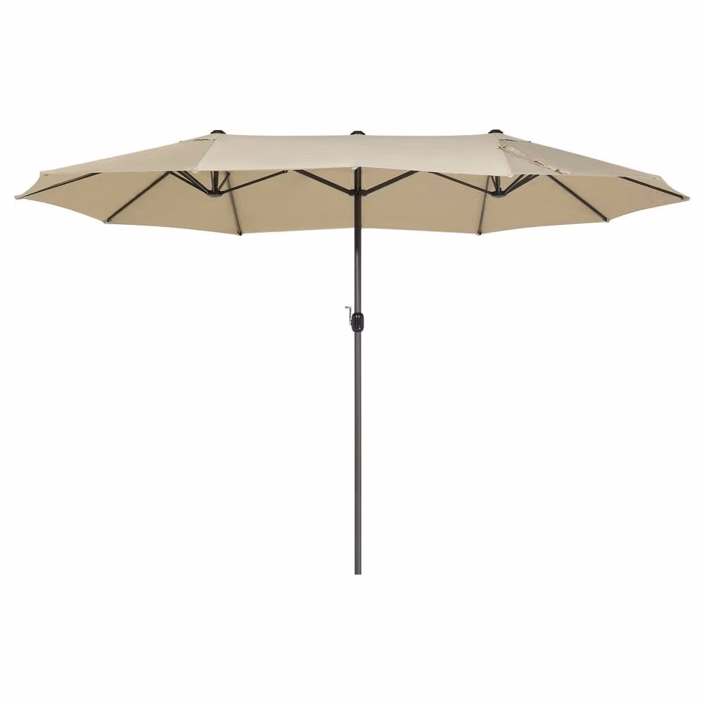 Wyld and Coco 247 cm Oval Garden Parasol in Beige with Powder-Coated Aluminium Frame – 2