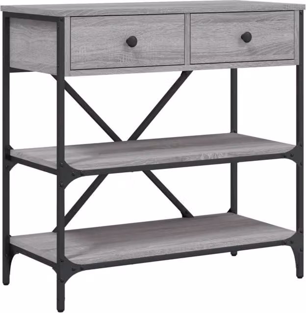Berkfield Home Industrial Console Table in Grey, W/D/H: 75 x 34.5 x 75 cm
