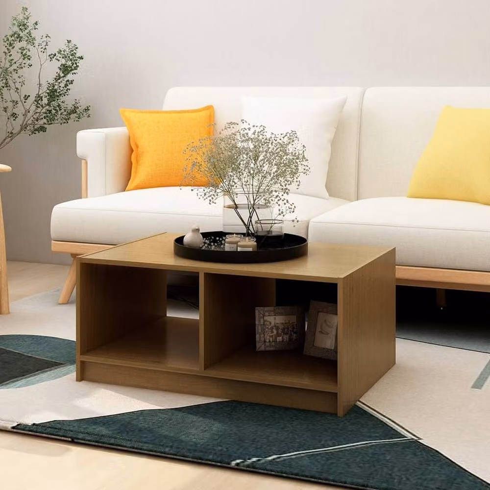 Berkfield Home Modern Rectangular Coffee Table in Honey Brown Solid Pinewood, W: 75 cm, D: 50 cm, H: 33.5 cm – 1