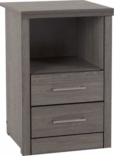 Seconique Lisbon 2 Drawer Bedside Table in Black and Grey