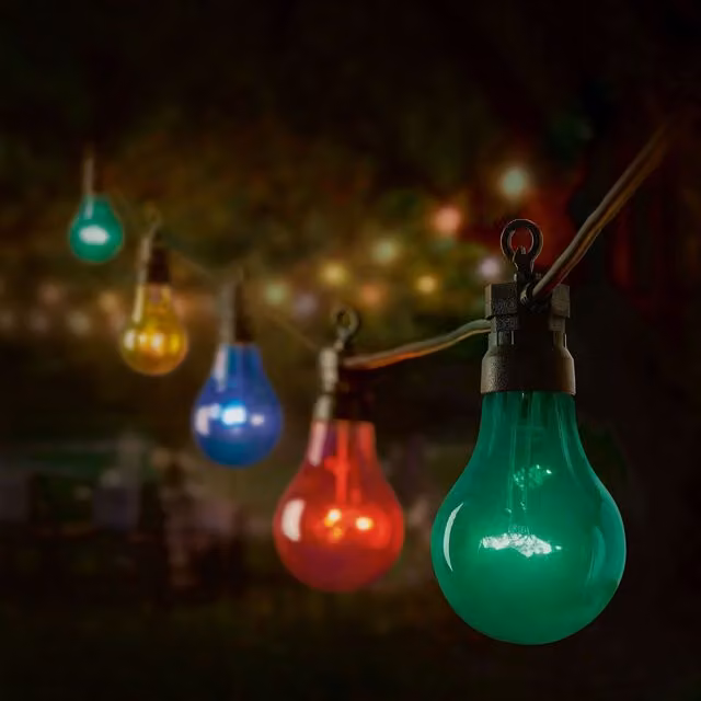 Premier 10 LED Multicolour Sphere Festoon String Lights with Black Cable